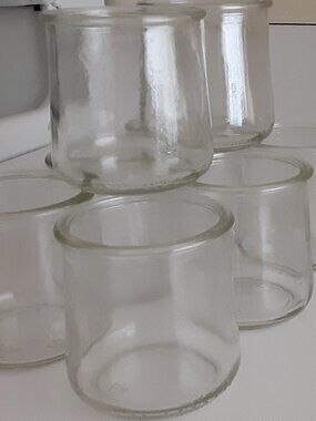 (8) small clear glass jars  - NOT FOR FOOD" approx.  6oz each.